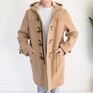 Gloverall Dolemite Tan/Camel 80% Wool Horn Style Toggles Duffle Winter Coat ~42